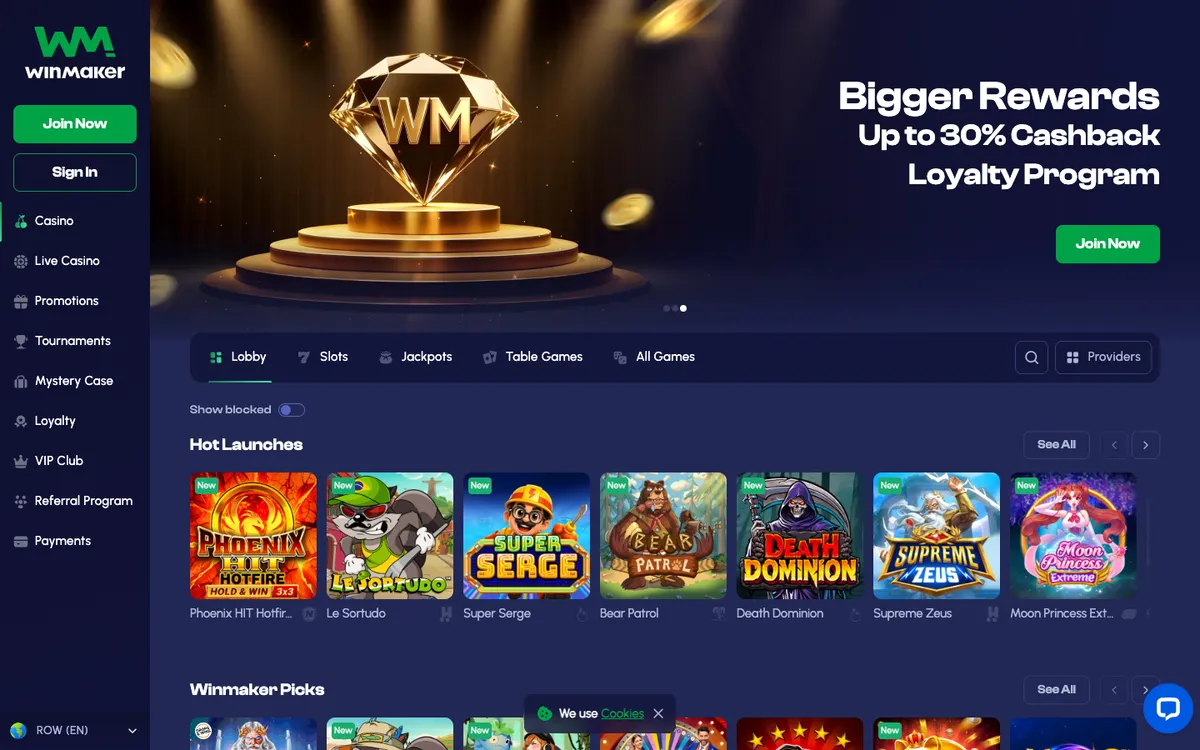 Winmaker Casino — «Главная», снято из страны Норвегия