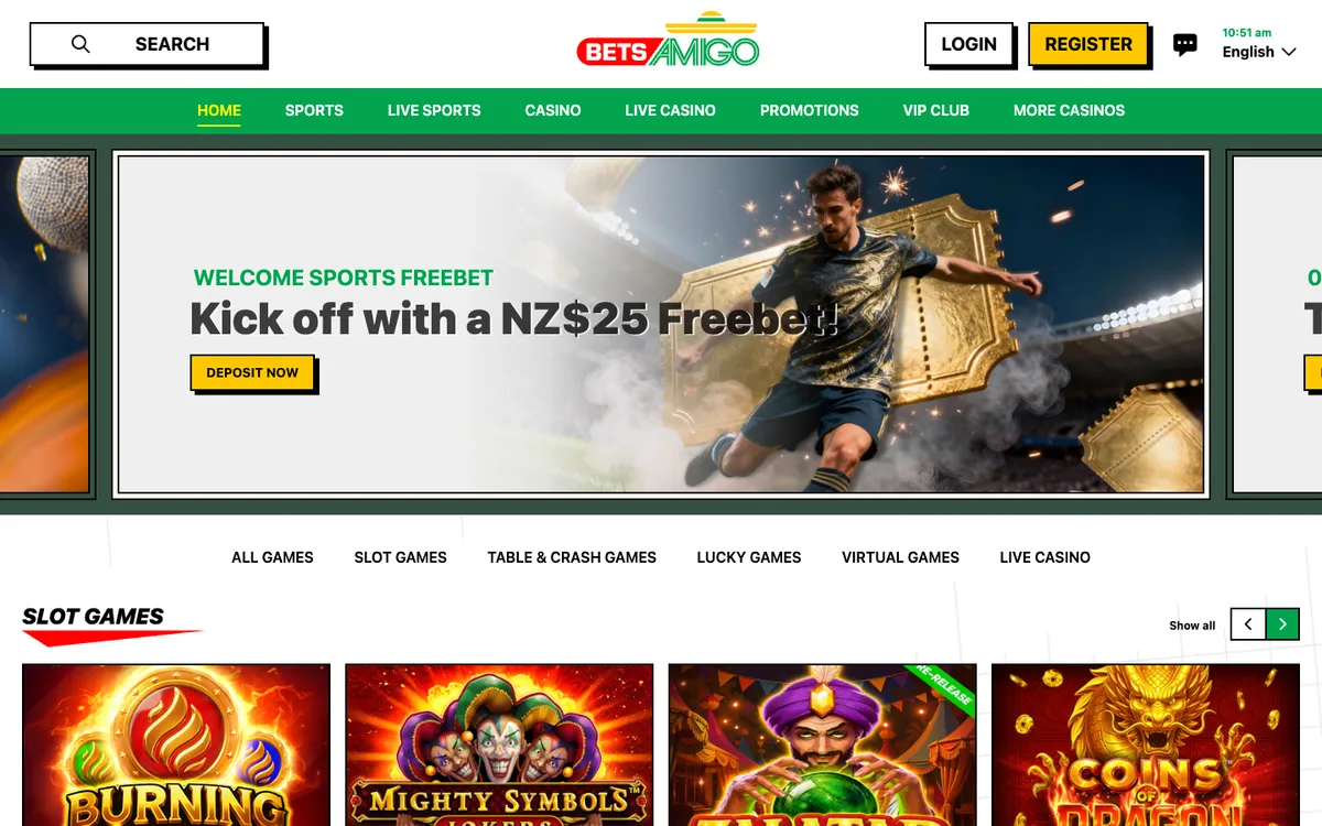 Betsamigo Casino — «Главная», снято из страны Новая Зеландия