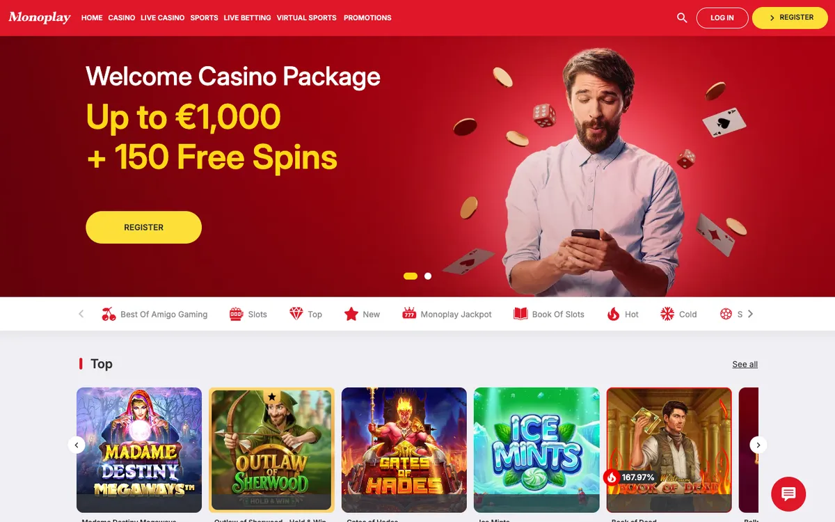 MonoPlay Casino — Home page, captured from New Zealand