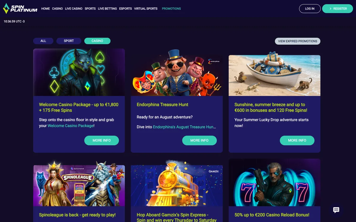 Spinplatinum Casino — Promotions, captured from Brazil
