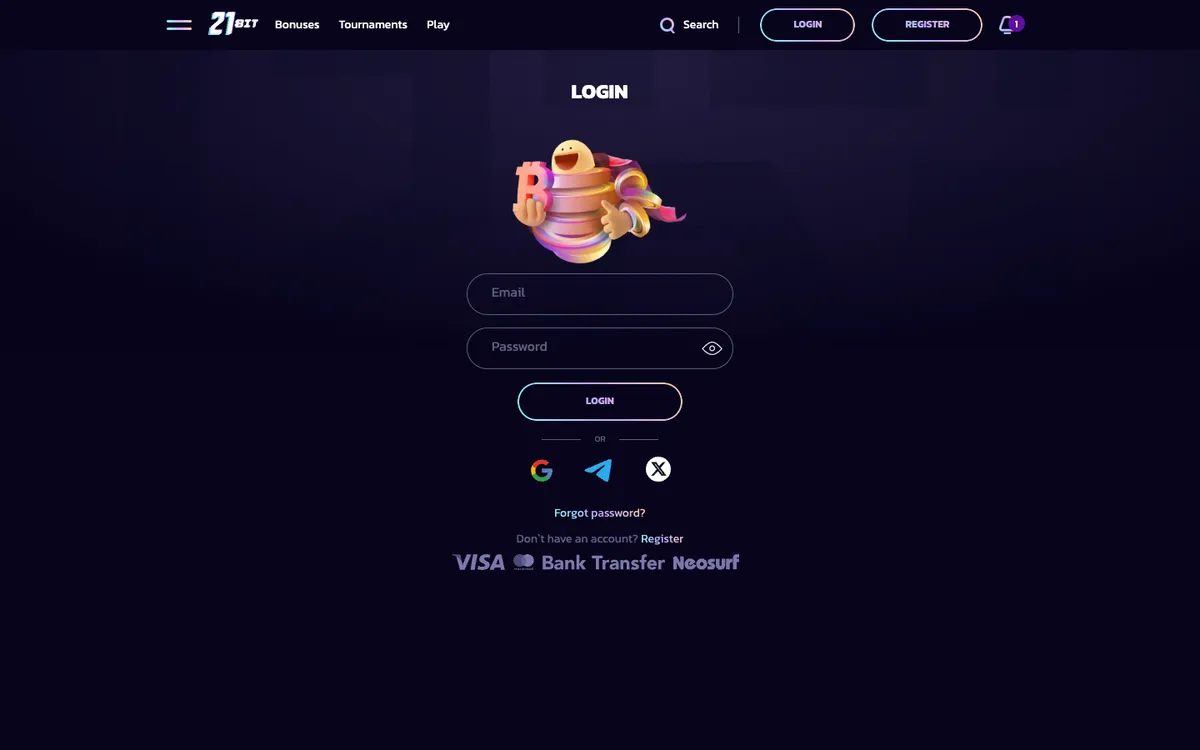 21bit Casino — Sign-up, captured from Malaysia