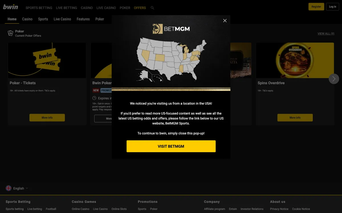 bwin Casino — Promotions, captured from Mexico
