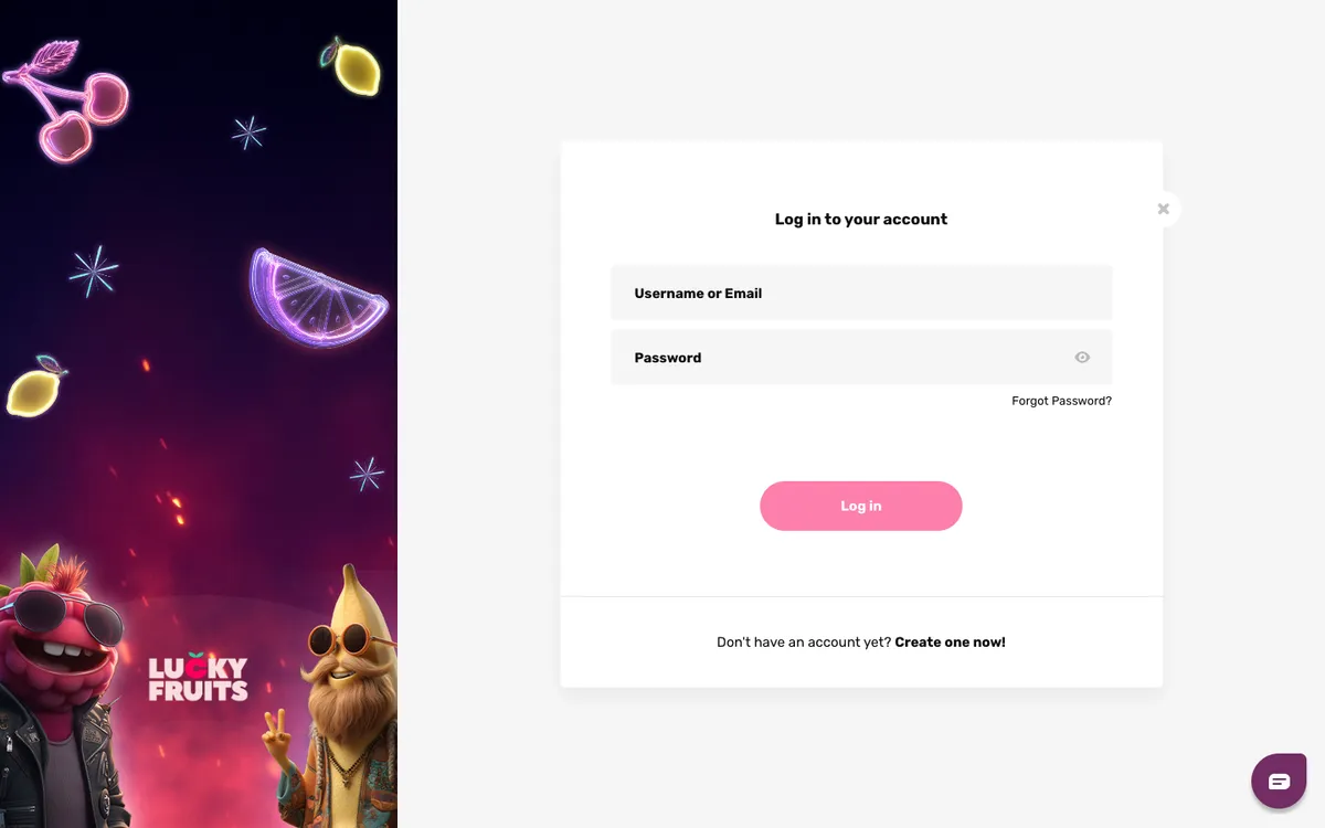LuckyFruits Casino — Sign-up, captured from New Zealand