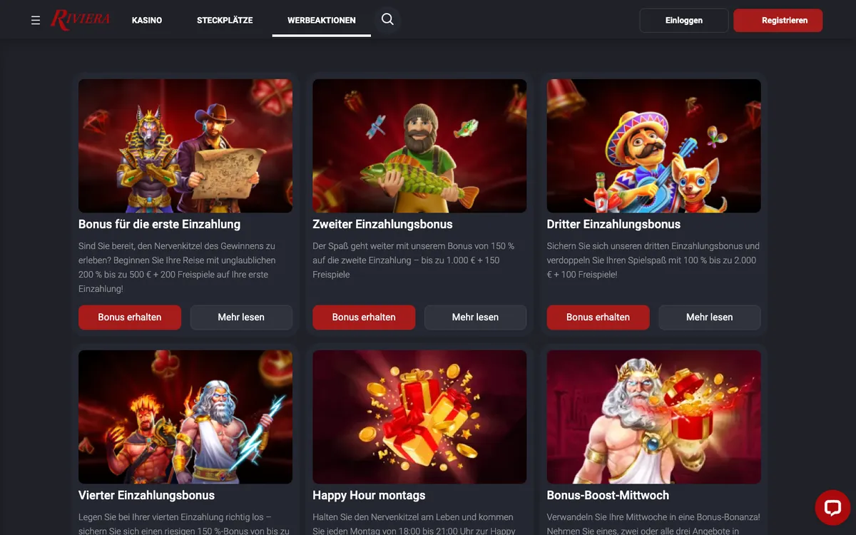 Riviera Casino — Promotions, captured from Austria