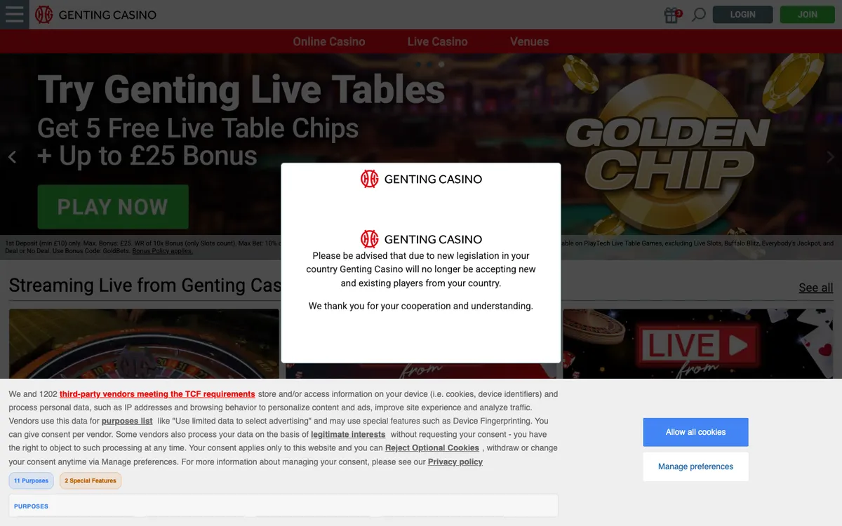 Genting Casino — Home page, captured from Australia