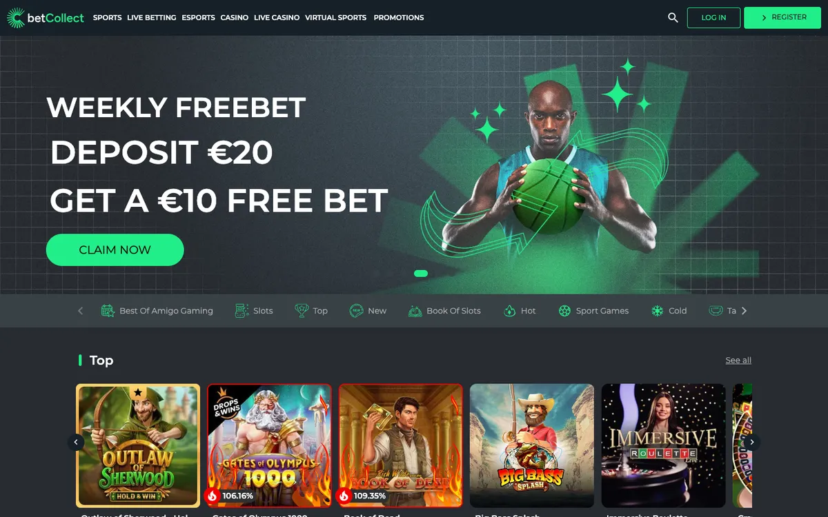 BetCollect Casino — Home page, captured from New Zealand