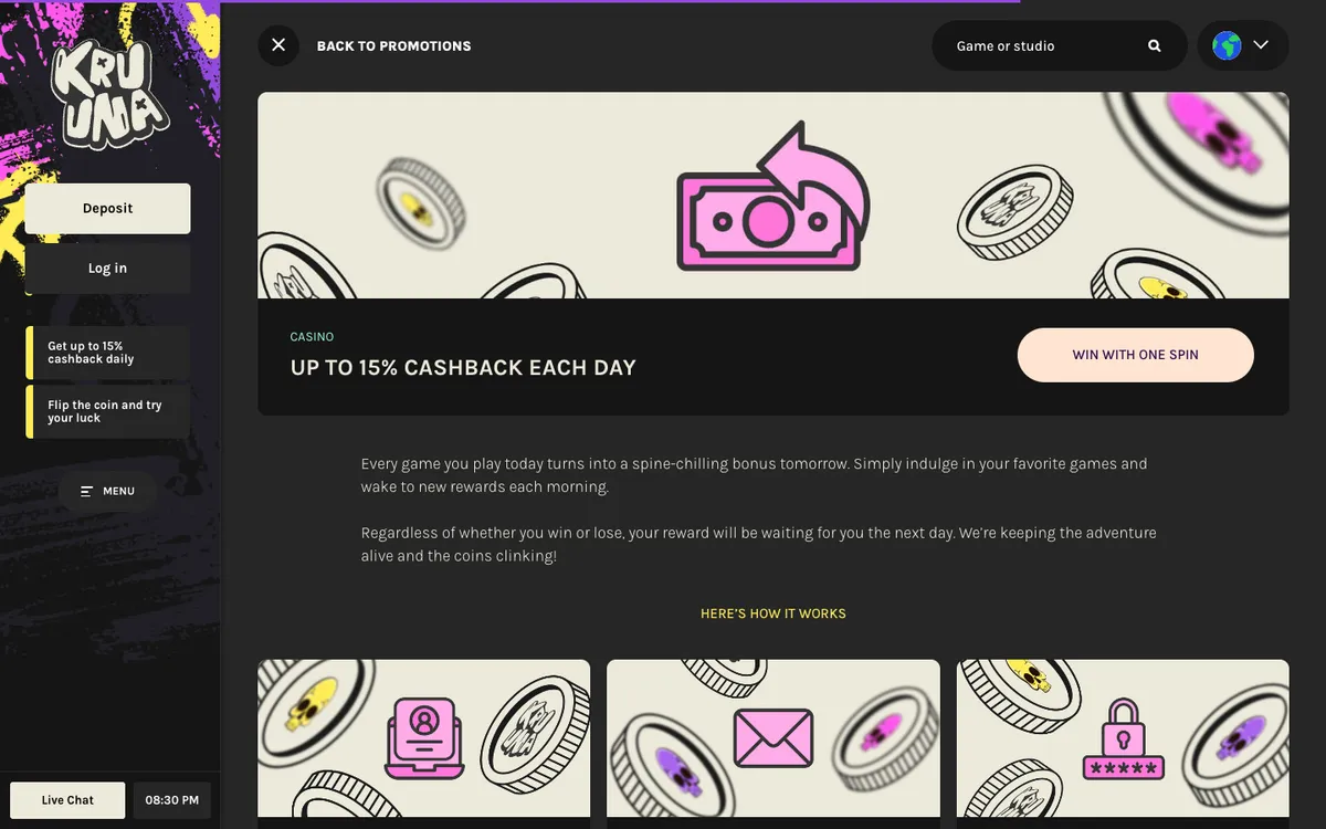 Kruuna Casino — Promotions, captured from Finland
