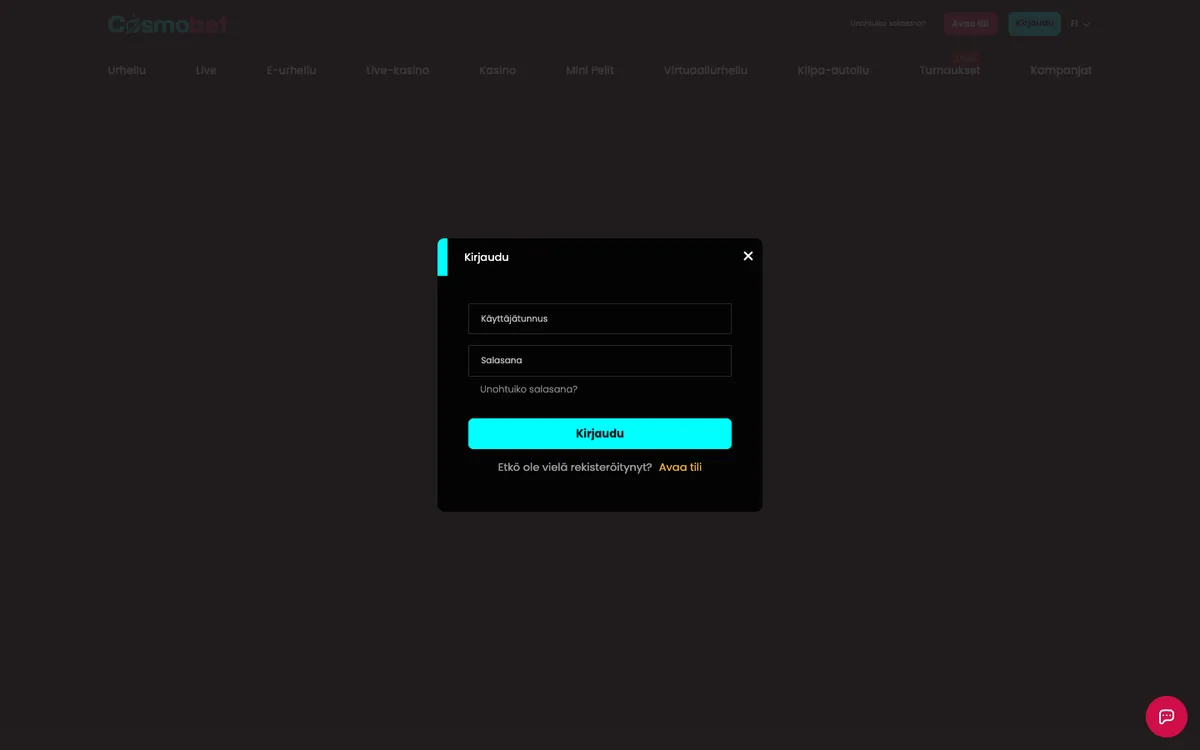 Cosmobet Casino — Promotions, captured from Finland
