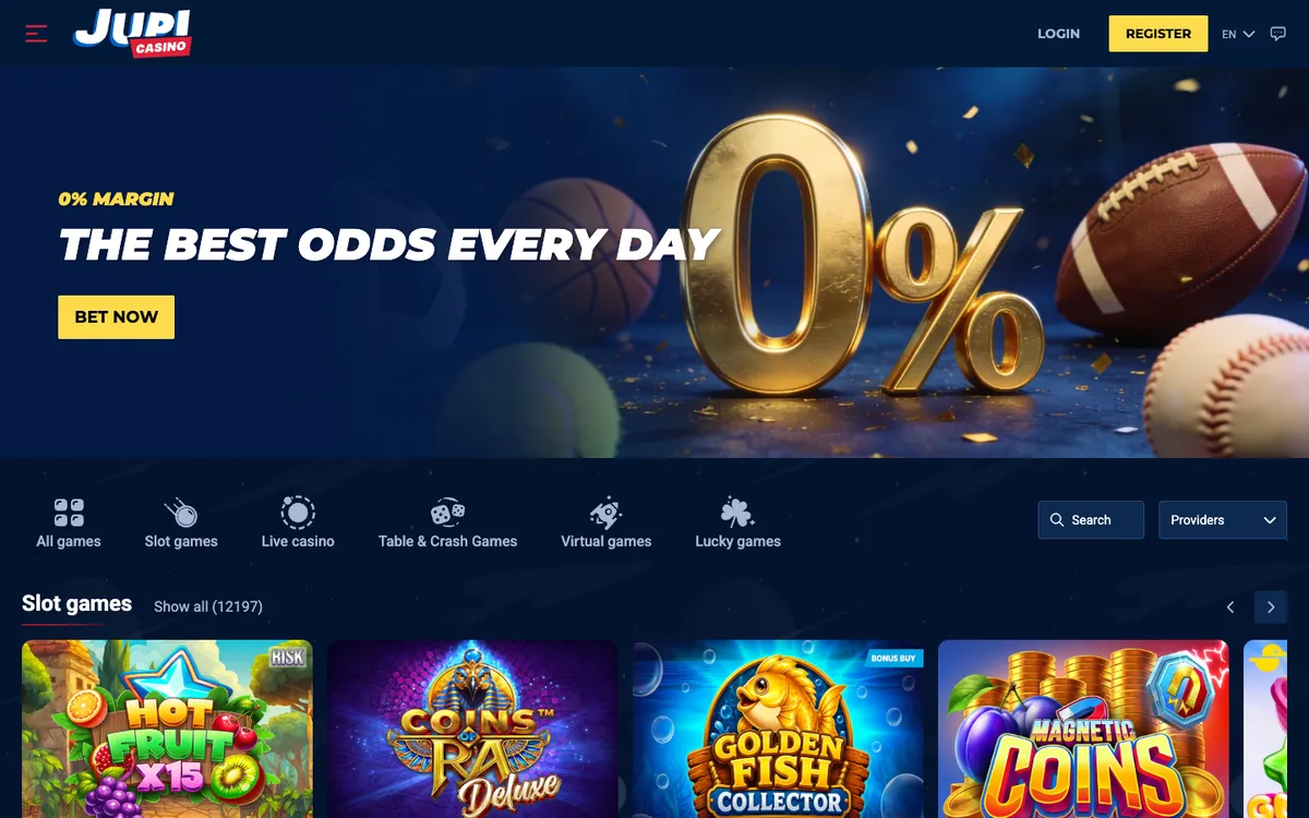 Jupi Casino — Home page, captured from Austria