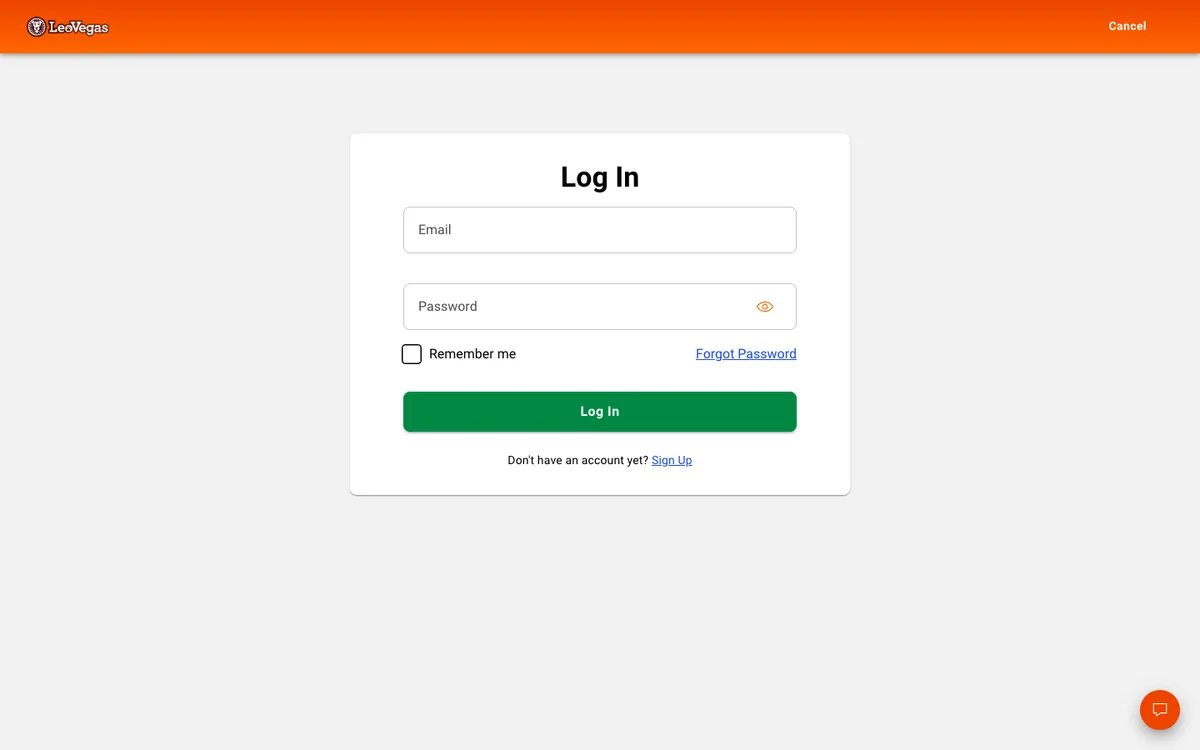 LeoVegas UK Casino — Sign-up, captured from United Kingdom