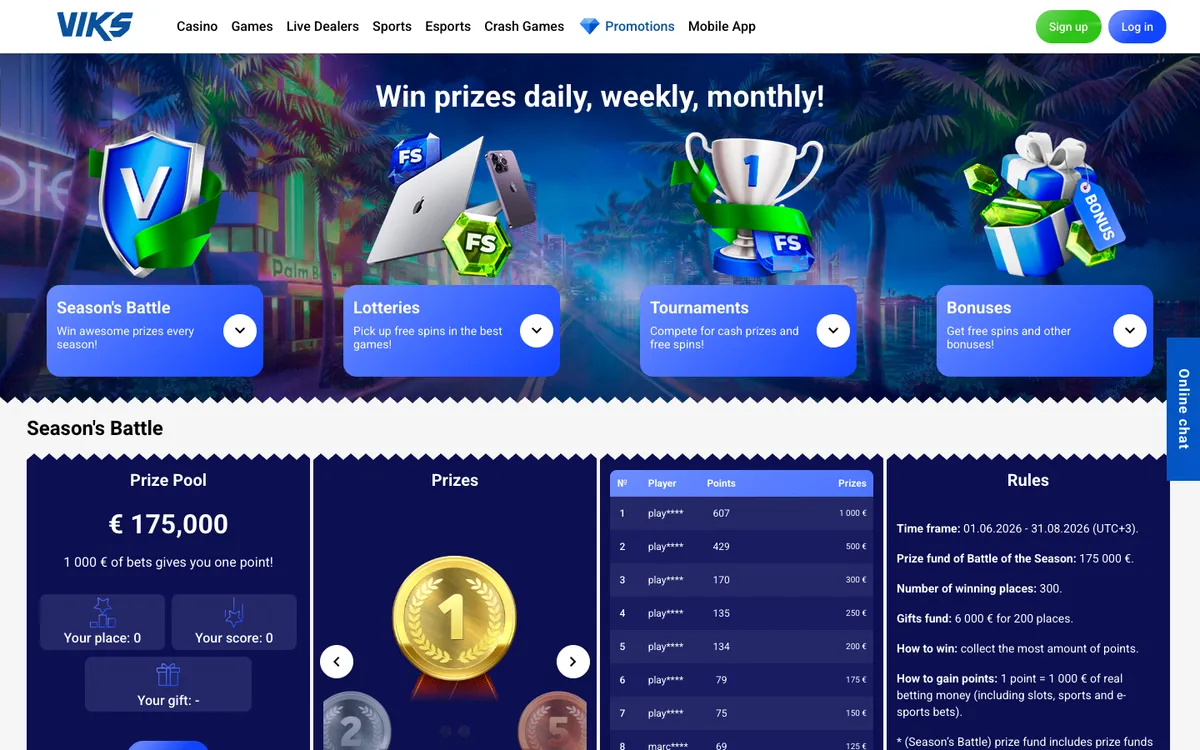 Viks Casino — Promotions, captured from South Korea