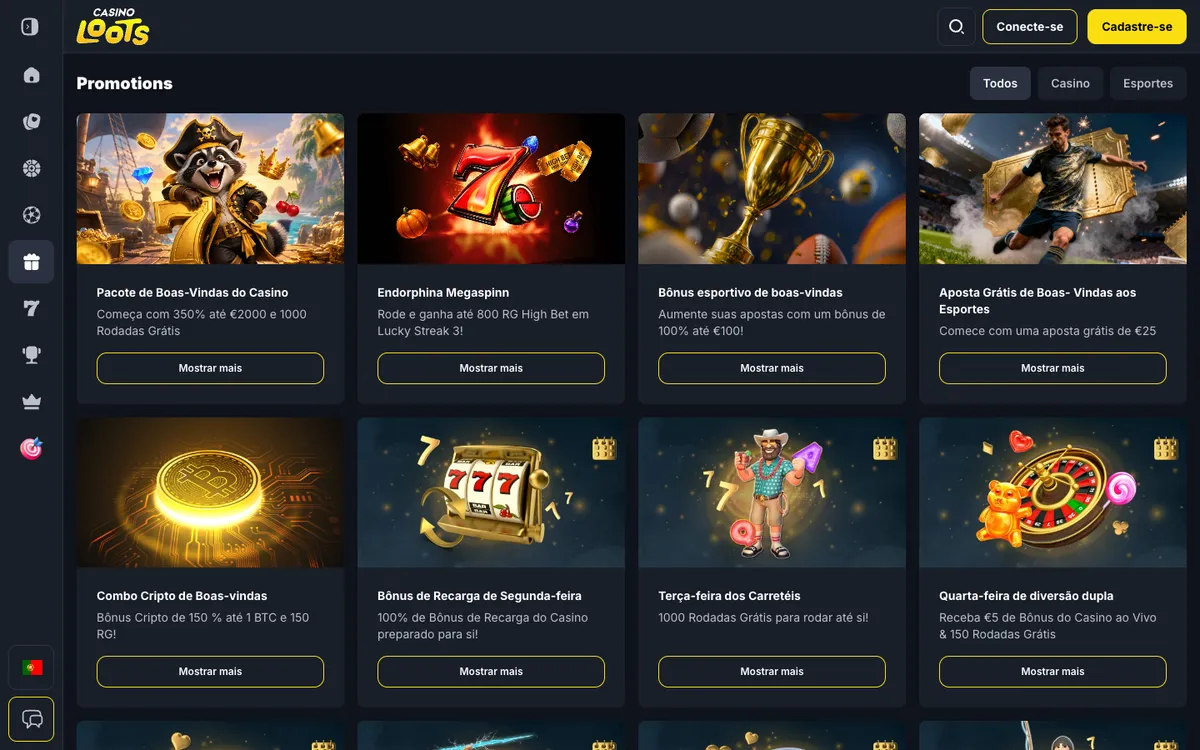 Casinoloots Casino — Promotions, captured from Portugal