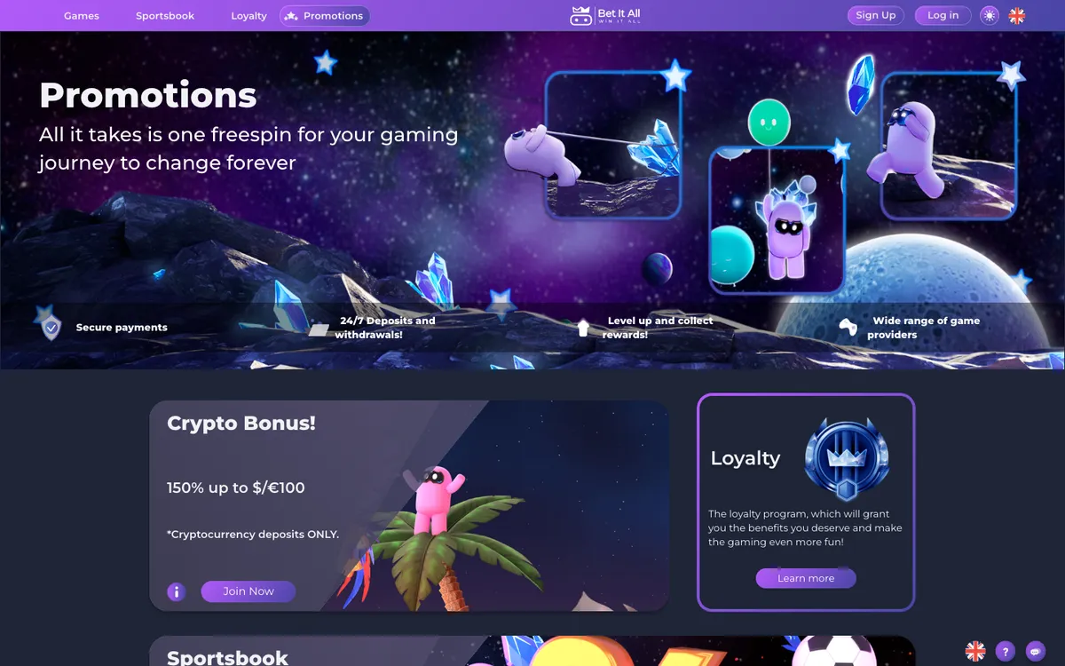 Bet It All Casino — «Акции», снято из страны Норвегия