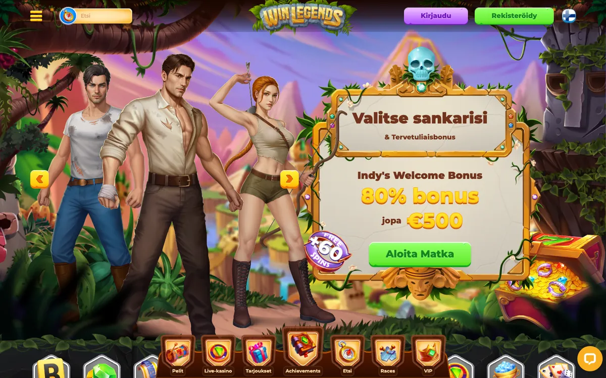 WinLegends Casino — Home page, captured from Finland