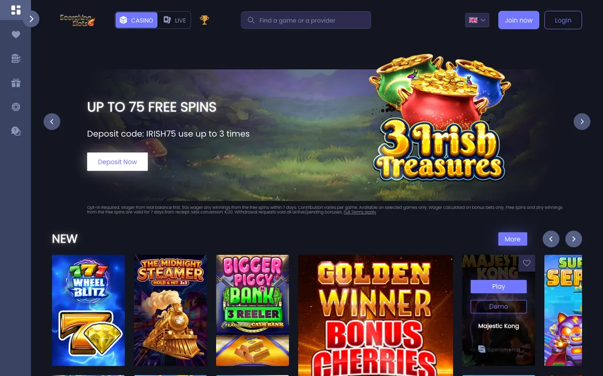 Scorching Slots Casino — «Главная», снято из страны Испания