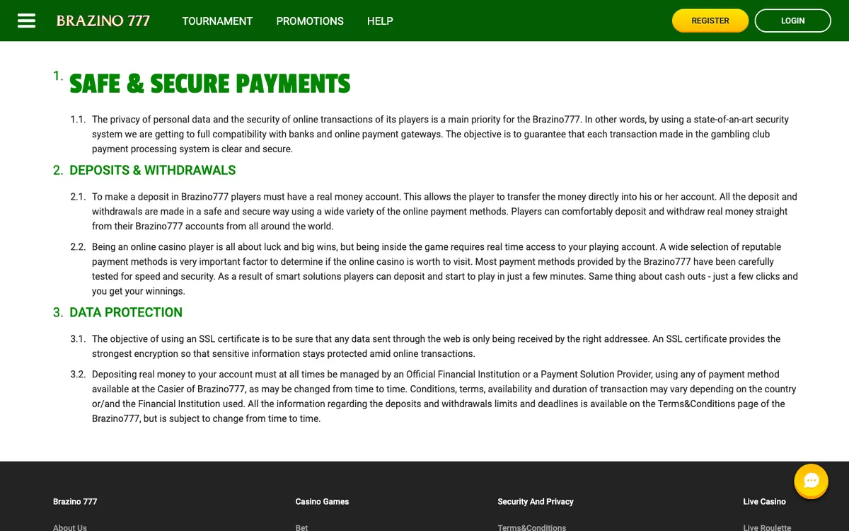 Brazino777 Casino — Payments, captured from Austria