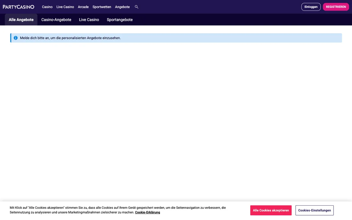 PartyCasino — «Акции», снято из страны Австрия