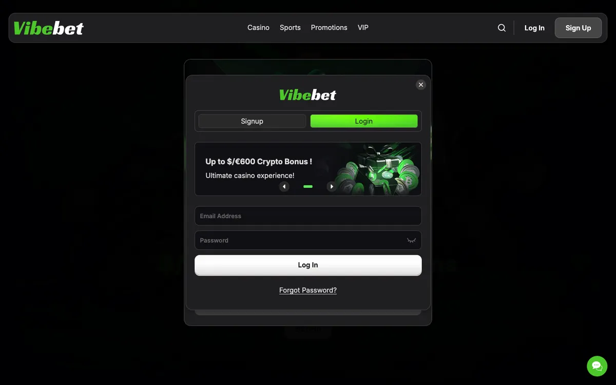 Vibebet Casino — Sign-up, captured from New Zealand