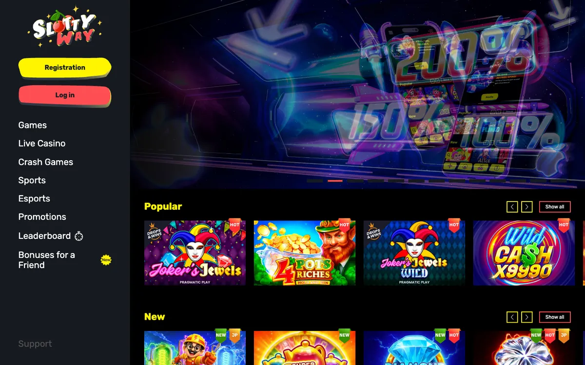 Slottyway Casino — «Главная», снято из страны Финляндия