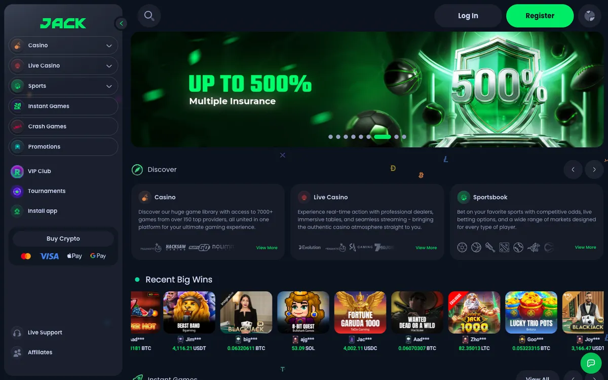 Jack.com Casino — Sign-up, captured from Australia