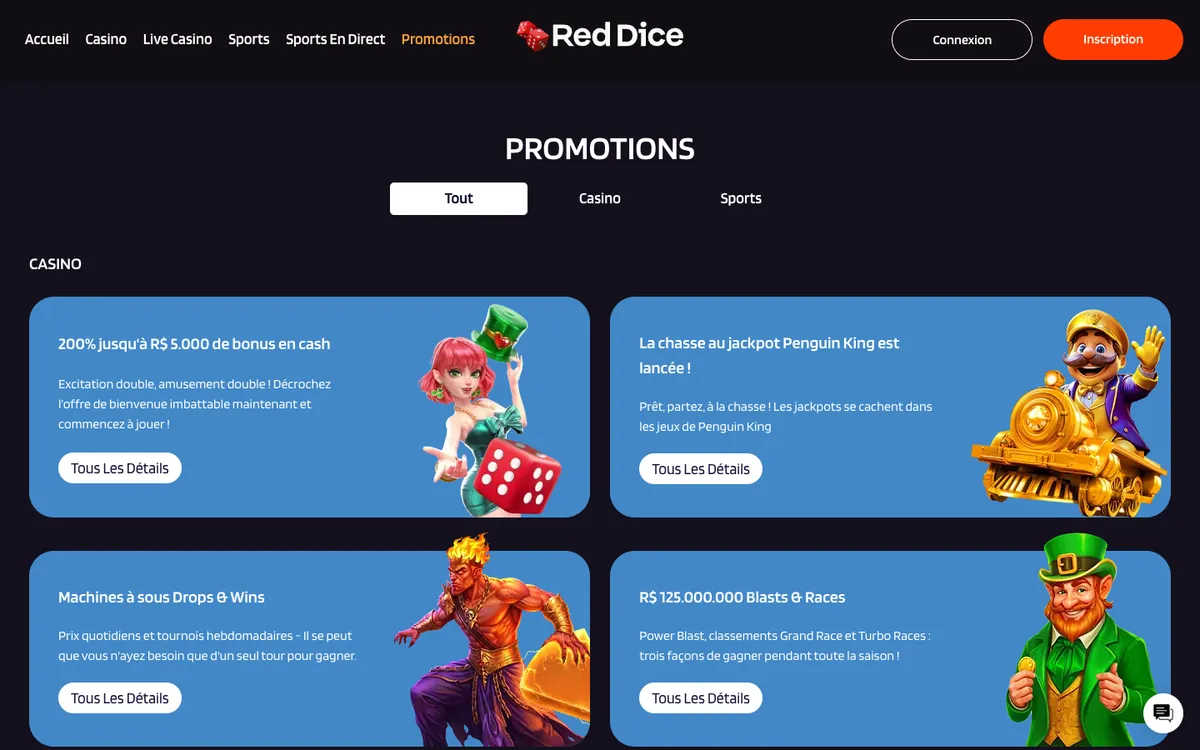 Red Dice Casino — Promotions, captured from France