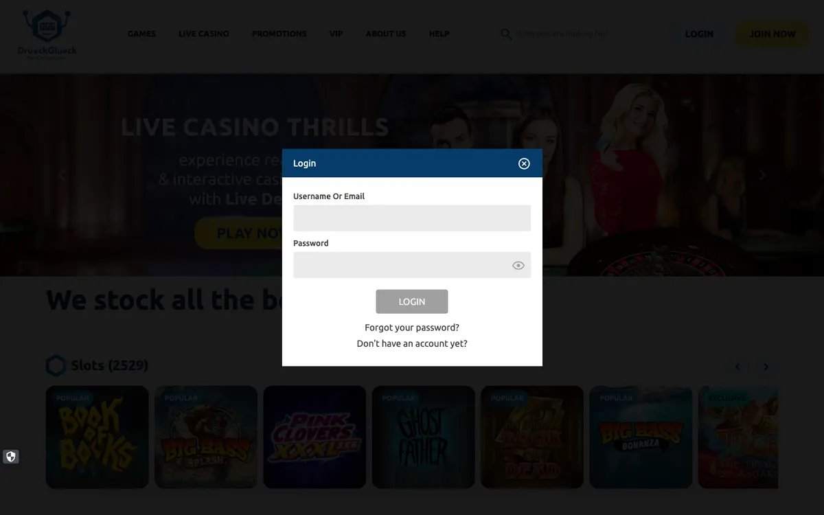 DrueckGlueck Casino — Sign-up, captured from United Kingdom