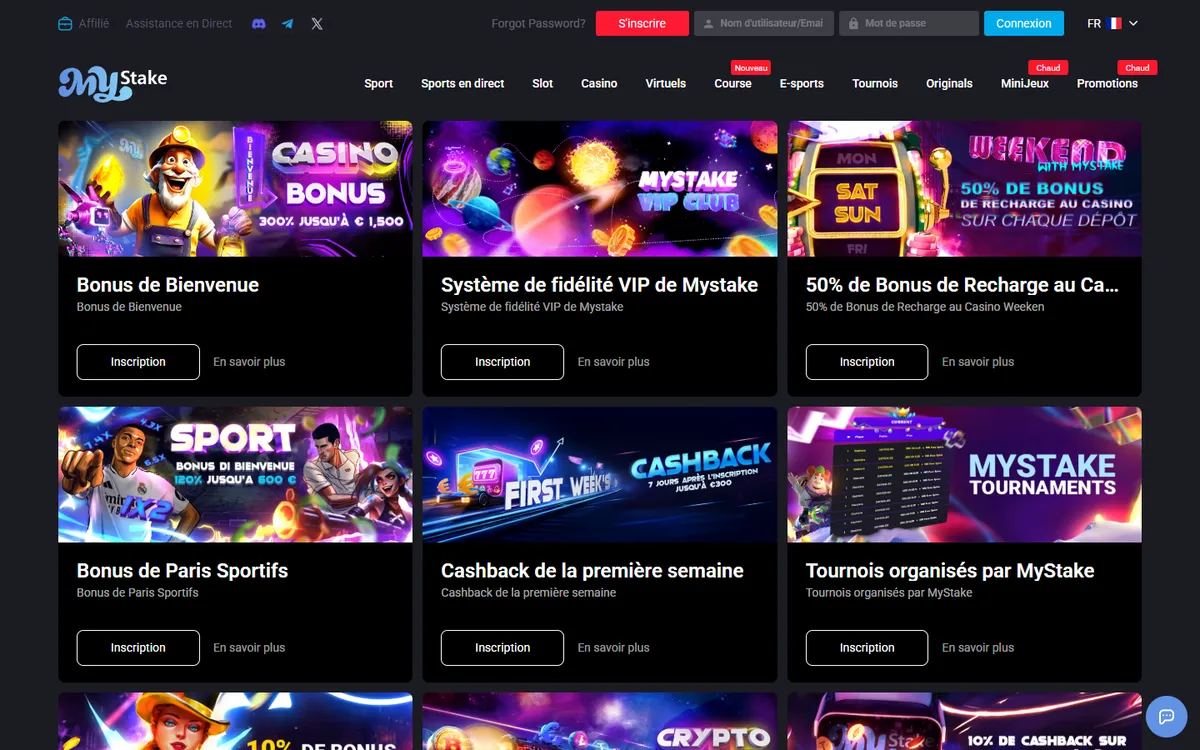 Mystake Casino — «Акции», снято из страны Канада
