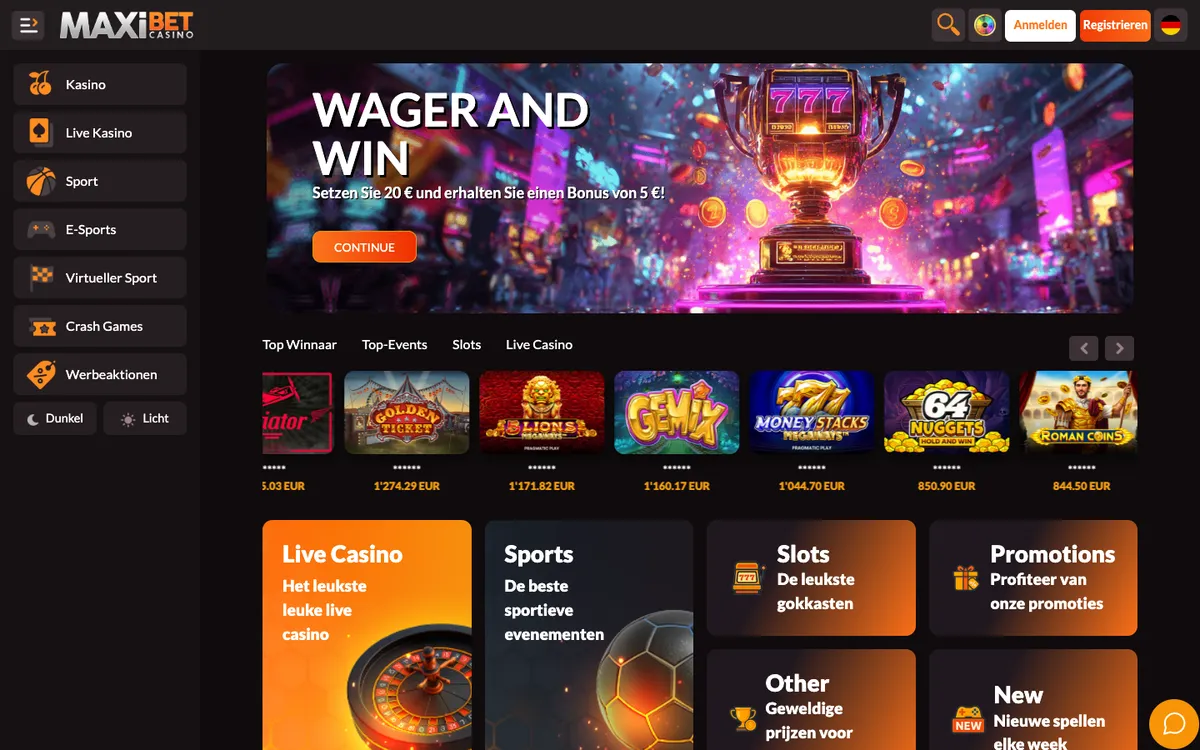 Maxibet Casino — Home page, captured from Switzerland