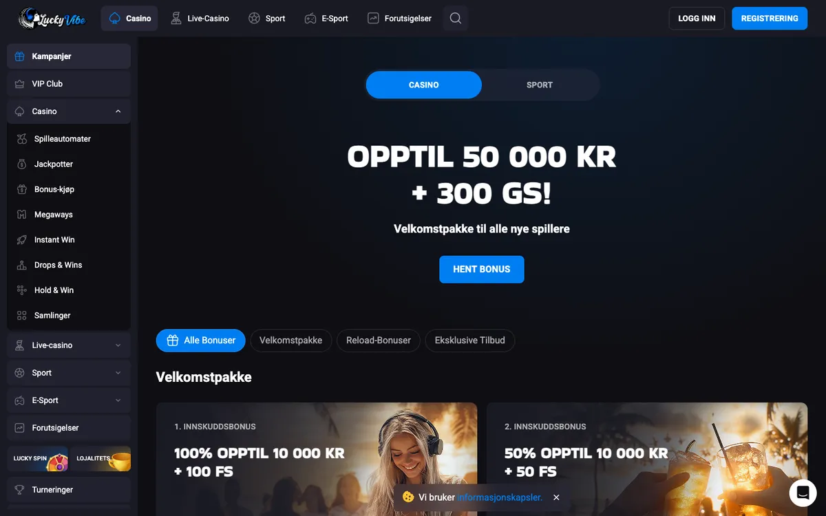 Lucky Vibe Casino — Promotions, captured from Norway