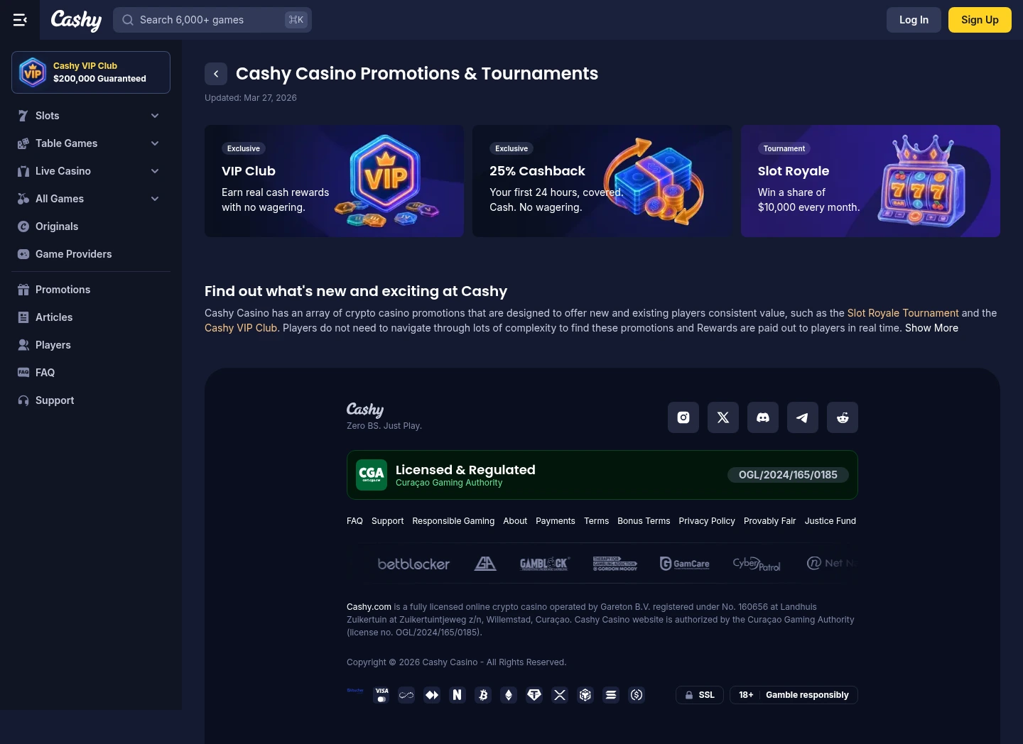 Cashy Casino — Promotions, captured from New Zealand