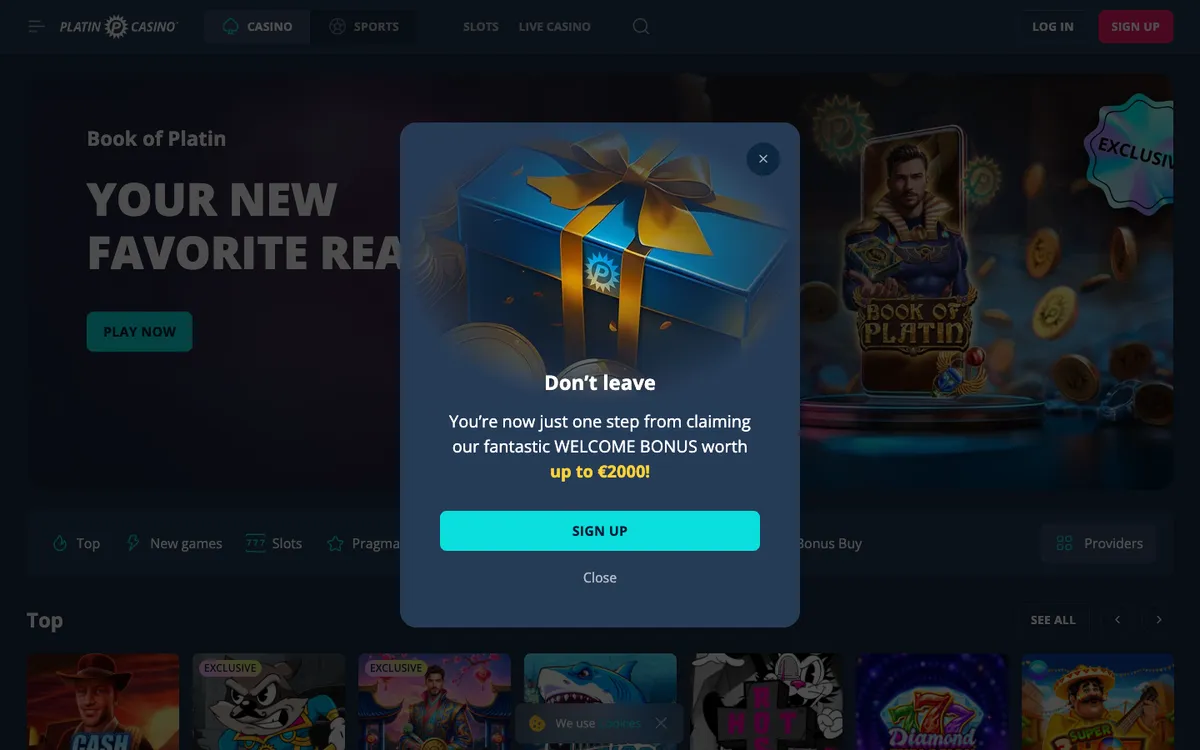 Platincasino — Sign-up, captured from Brazil