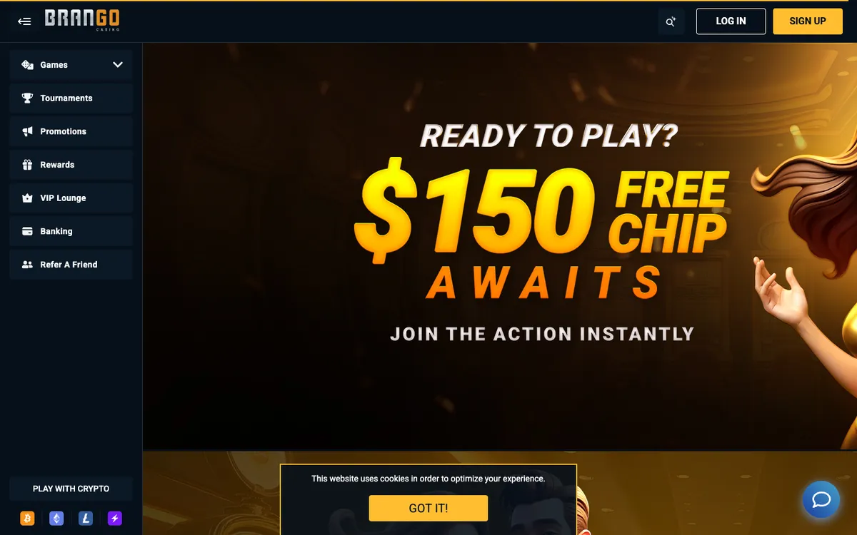 Brango Casino — Home page, captured from Australia
