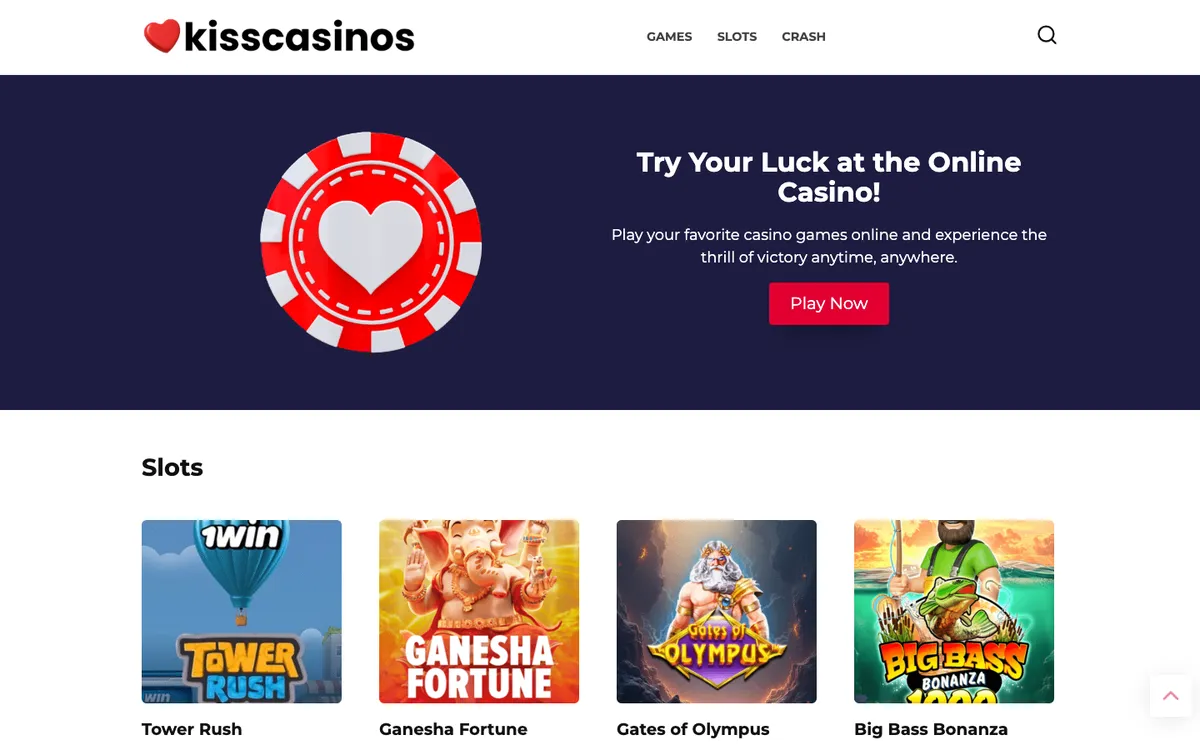 KissCasinos — Home page, captured from Australia