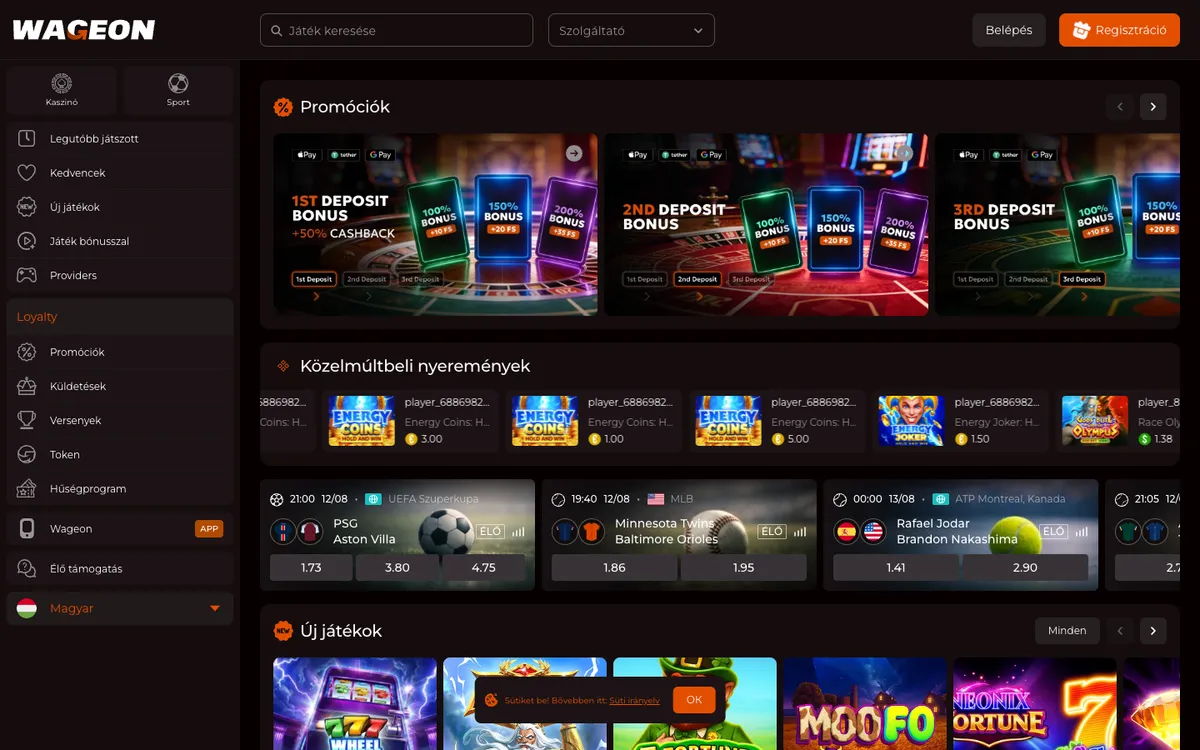 Wageon Casino — «Главная», снято из страны Венгрия