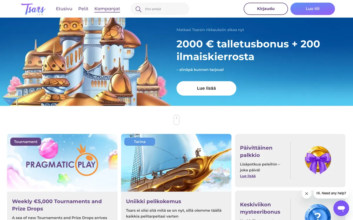 Tsars Casino — «Акции», снято из страны Финляндия