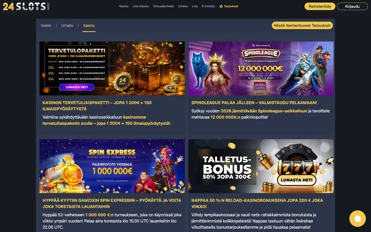 24Slots Casino — Promotions, captured from Finland