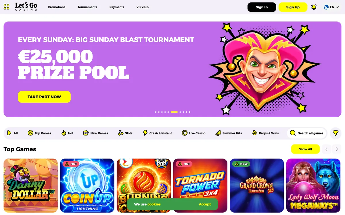 Let's Go Casino — Home page, captured from Brazil