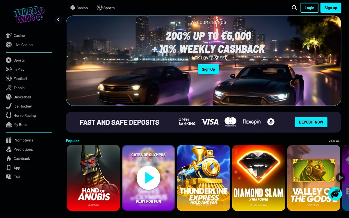 Turbo Wins Casino — «Главная», снято из страны Германия