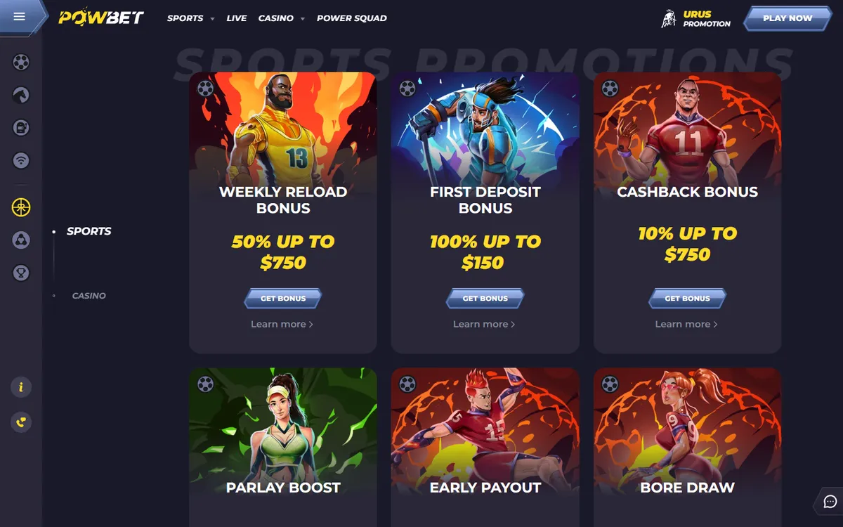 PowBet Casino — Promotions, captured from Canada