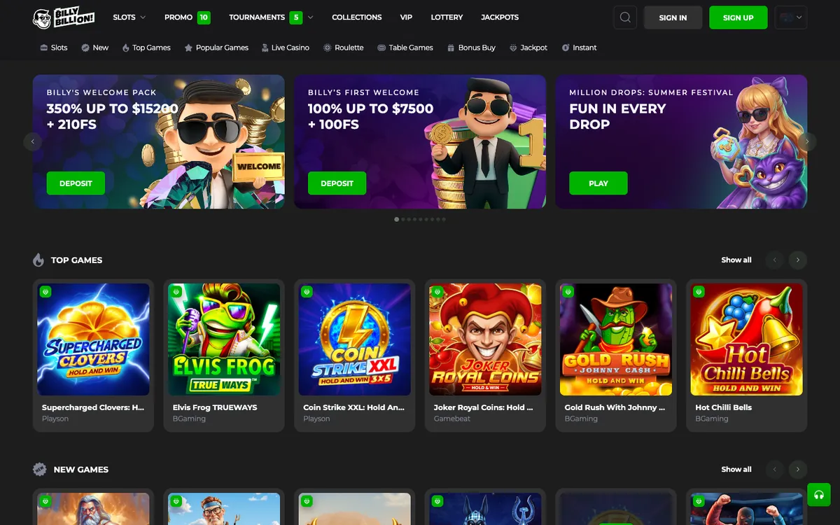 Billy Billion Casino — «Главная», снято из страны Австралия