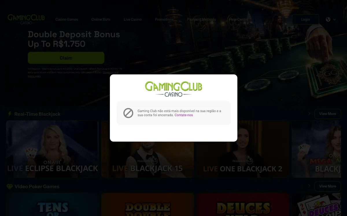 Gaming Club Casino — Payments, captured from Norway