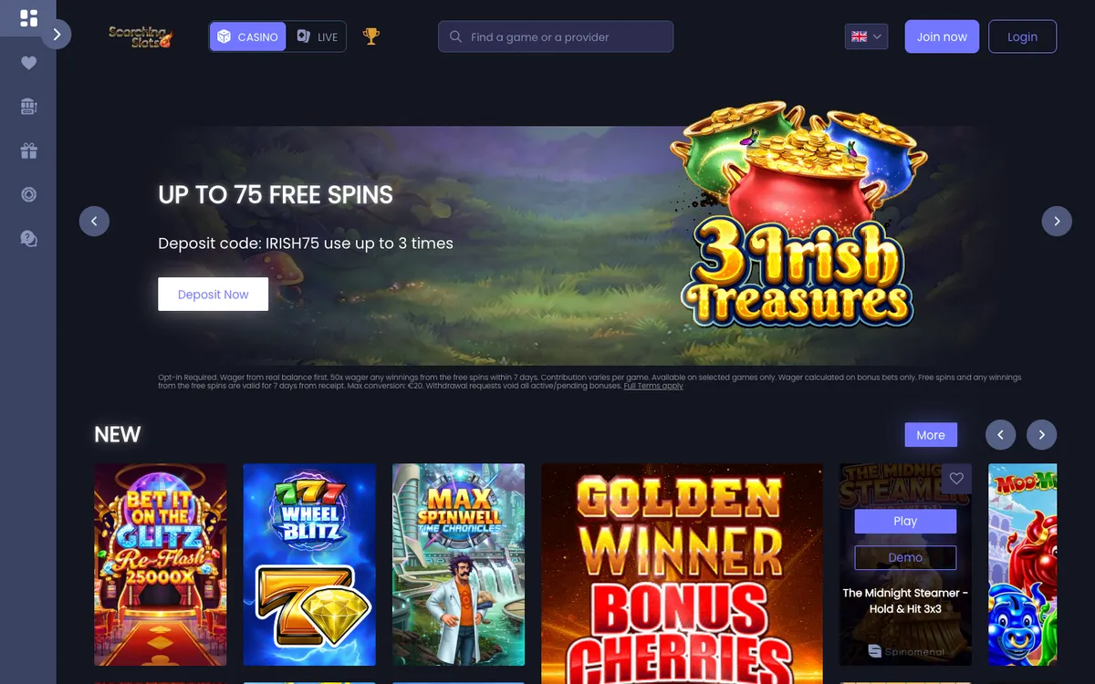 Scorching Slots Casino — «Главная», снято из страны Португалия