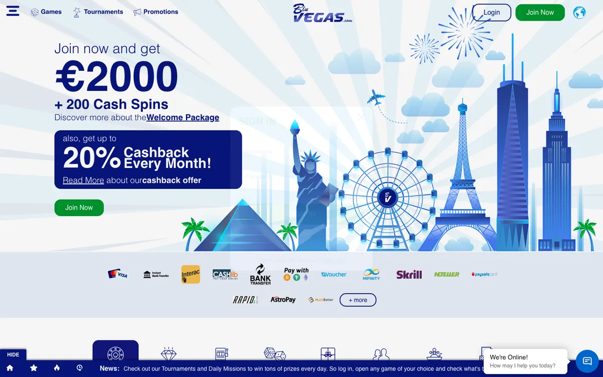 BluVegas Casino — «Регистрация», снято из страны Бельгия