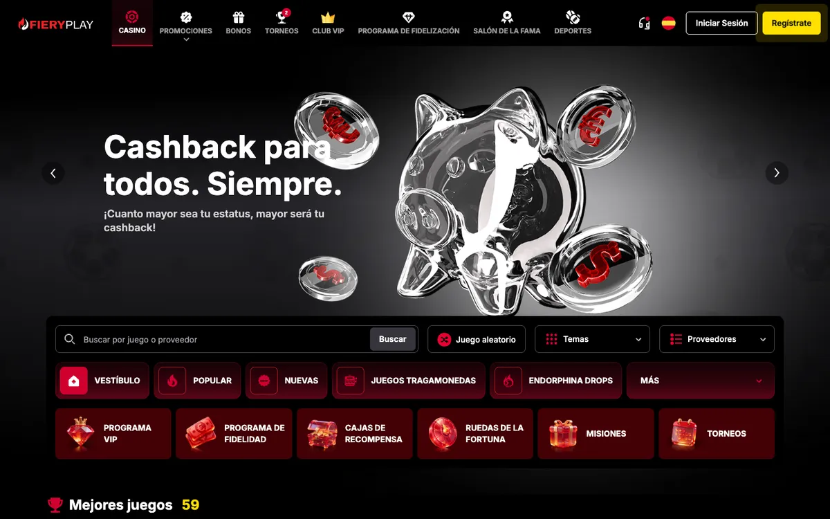 Fiery Play Casino — «Главная», снято из страны Мексика