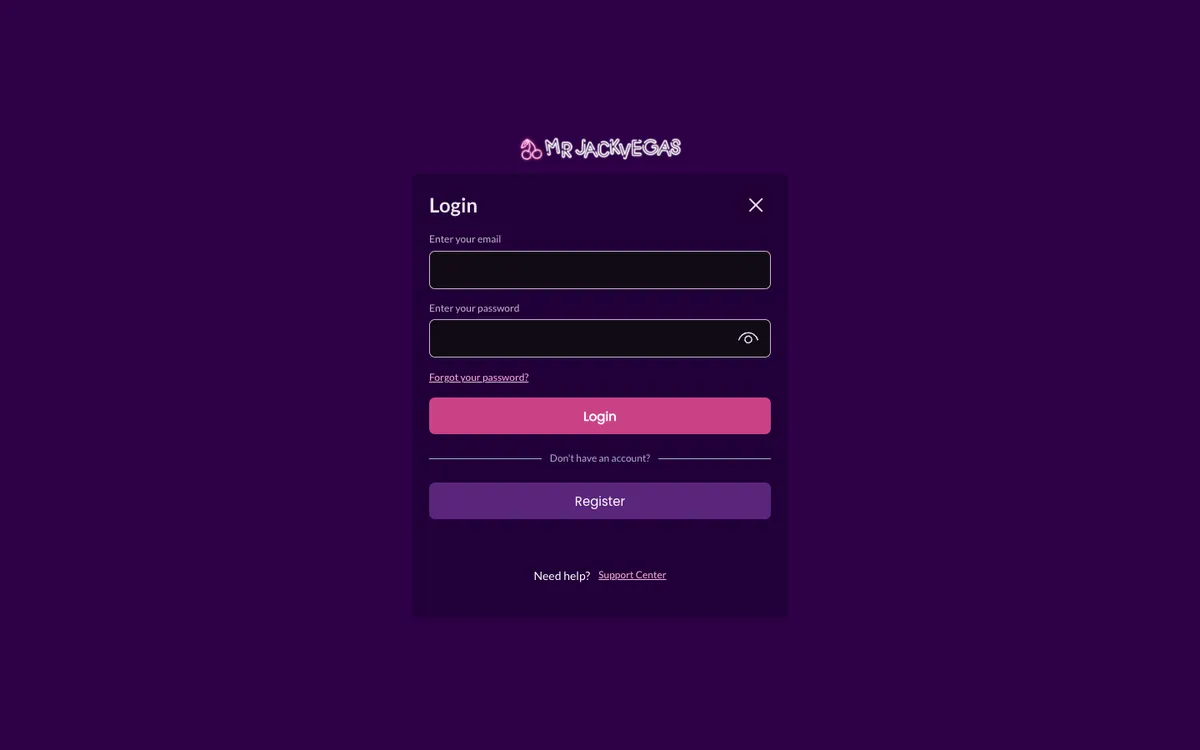 MrJackVegas Casino — Sign-up, captured from United Kingdom