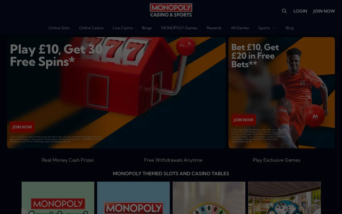 Monopoly Casino — «Главная», снято из страны Великобритания