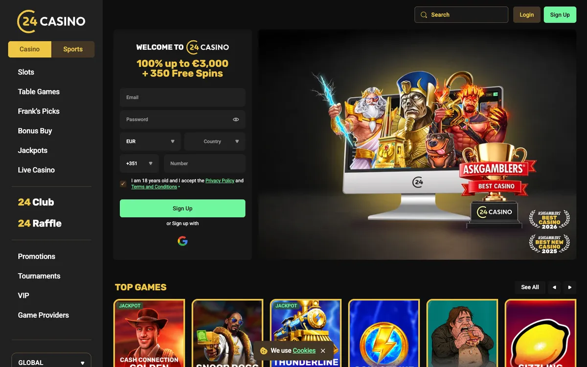 24Casino — «Главная», снято из страны Португалия