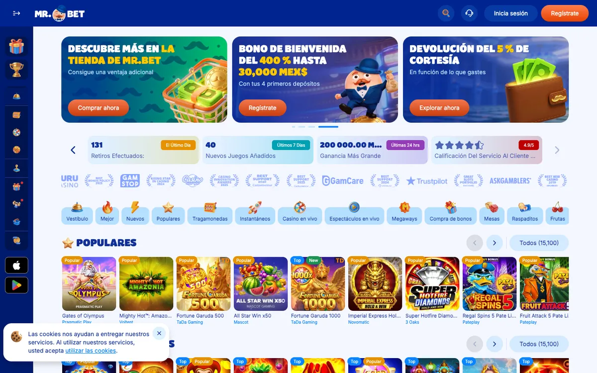 Mr.Bet Casino — Home page, captured from Mexico