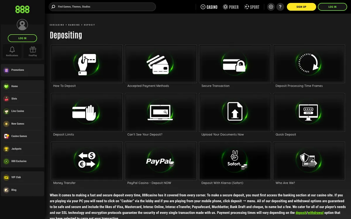 888 Casino — Payments, captured from Brazil