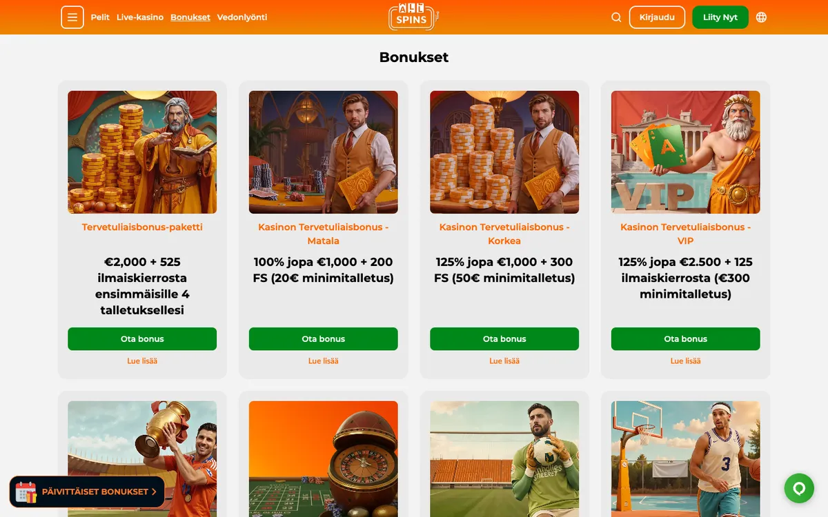 AllSpins Casino — «Акции», снято из страны Финляндия